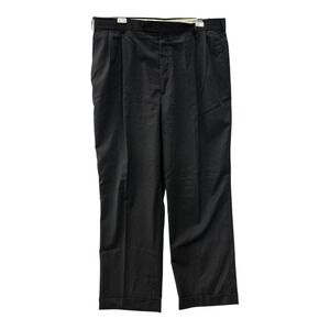 Berle Mens 38R Loro Piana Super 120s Wool Pleated Dress Pants Cuffed Black USA